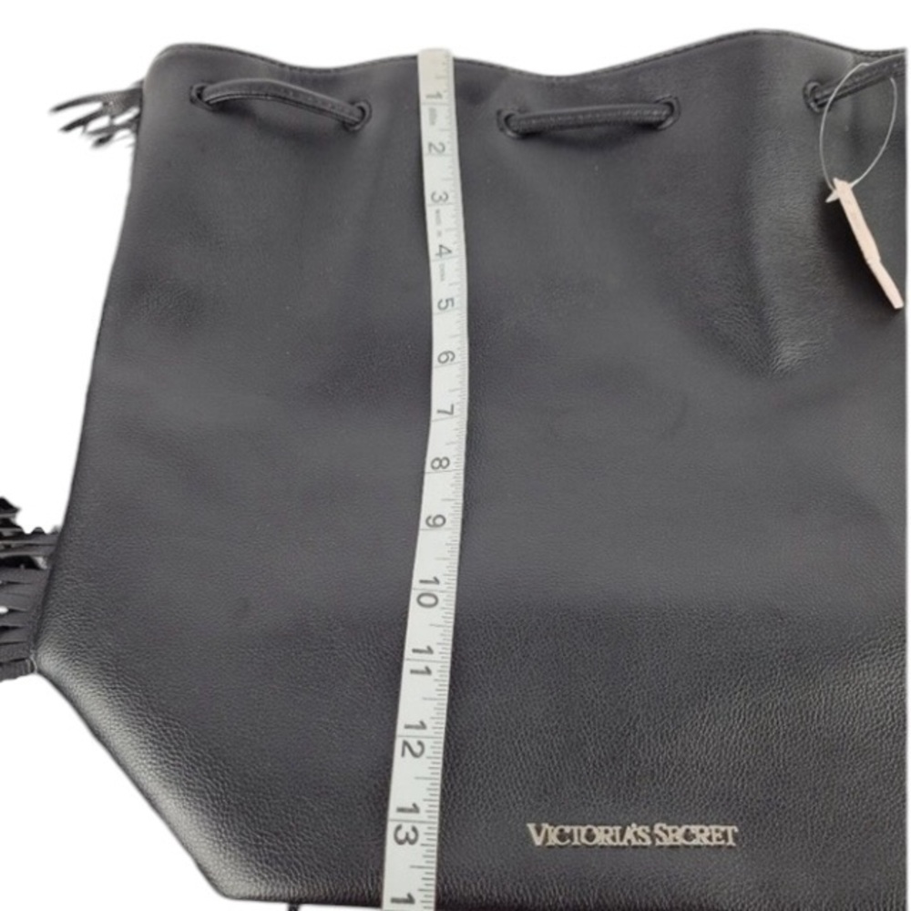 Victoria Secret black faux leather fringe backpack like new super clean - Picture 7 of 8